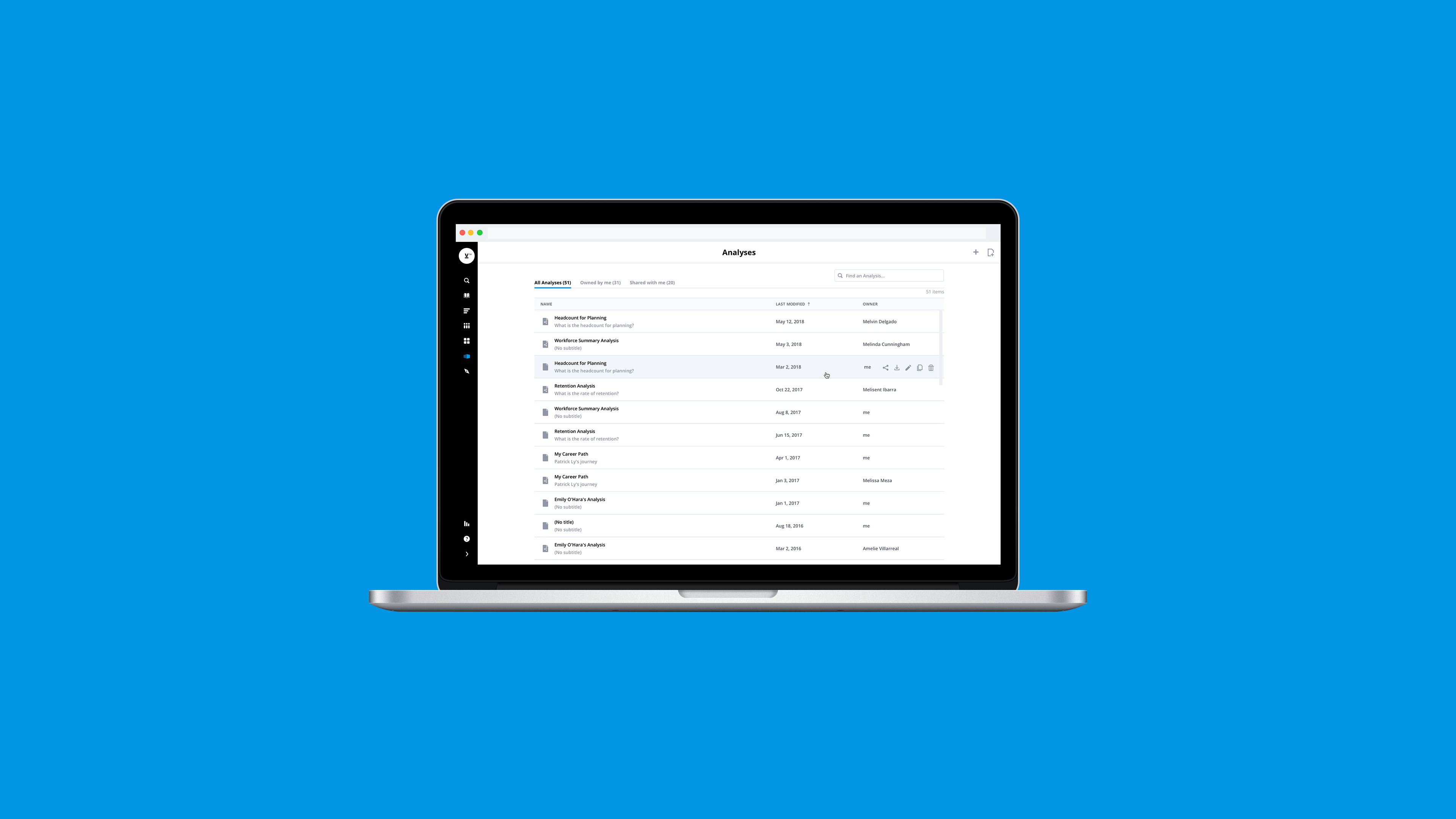 image of Visier Analyses File Management System on a Macbook Pro