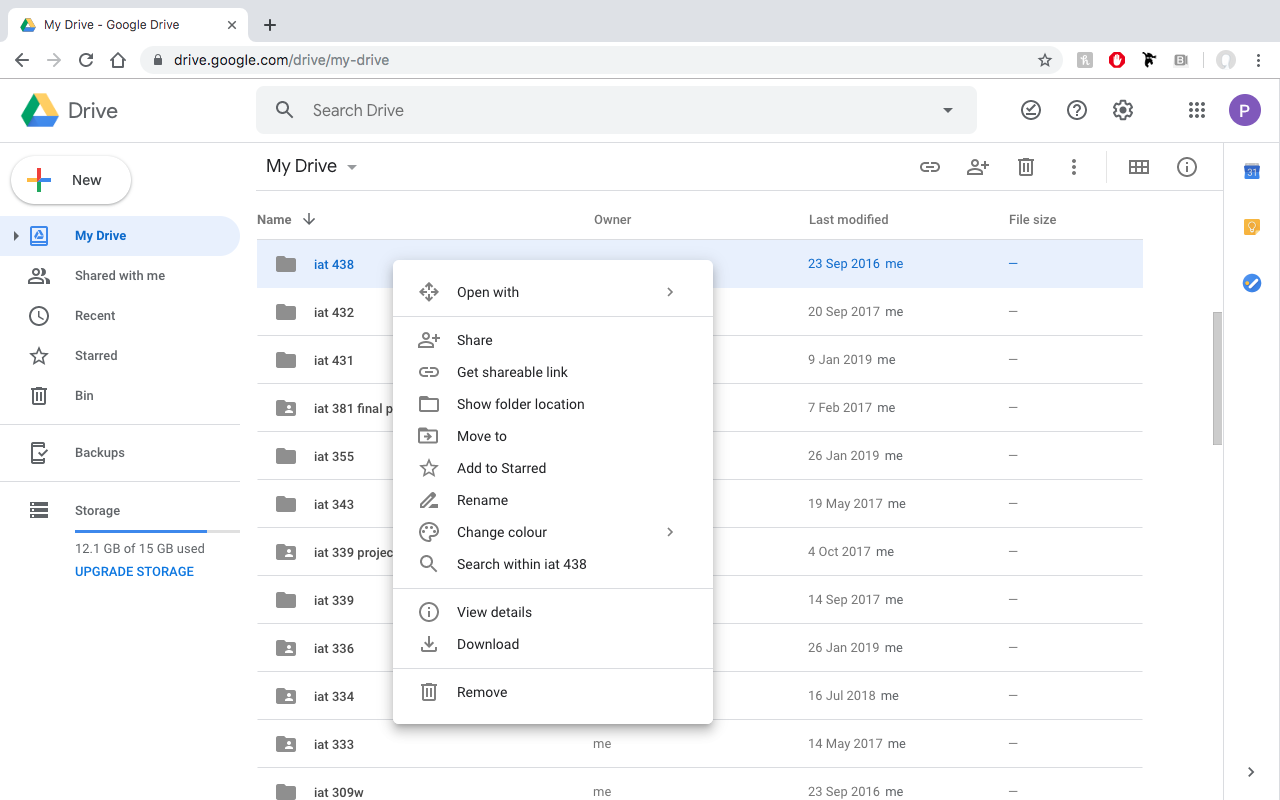 image of Google Drive multi selection pattern